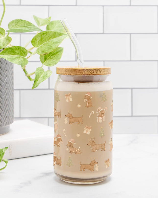 Can Shaped Glass  - Dachshund Holiday Wishes