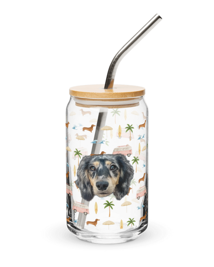 16 oz Can-Shaped Glass - Beach Cruisin' Wiener Dogs