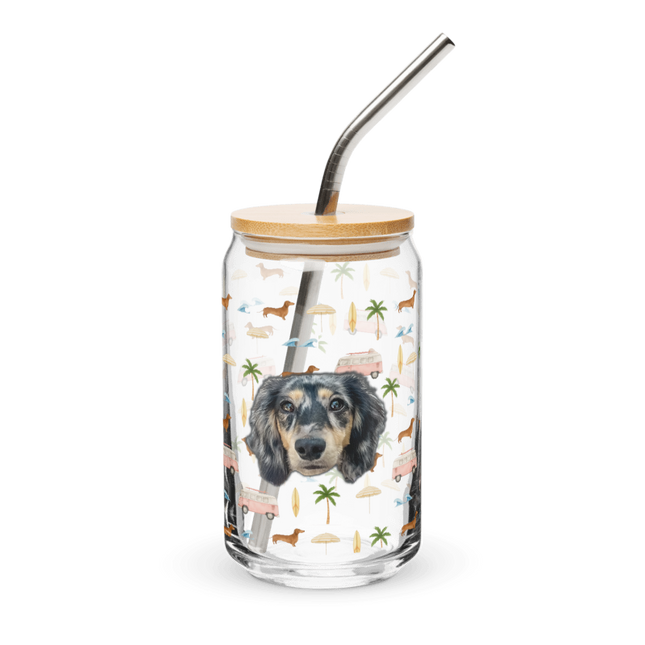 16 oz Can-Shaped Glass - Beach Cruisin' Wiener Dogs