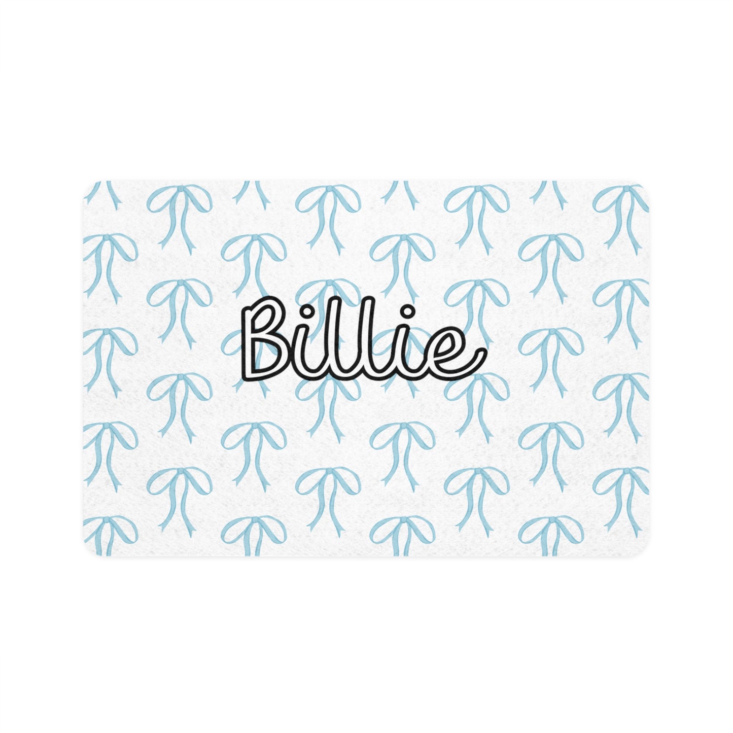 Little Bow Blue Pet Food Mat (12x18)