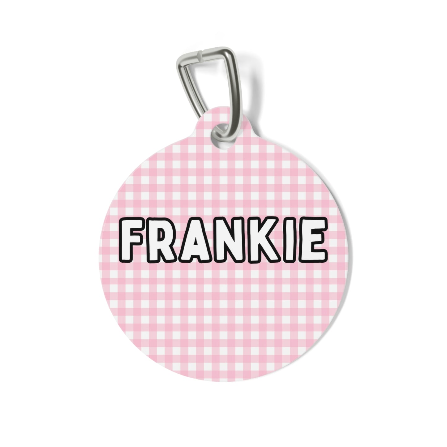 Gingham Custom Round Metal Pet Tag