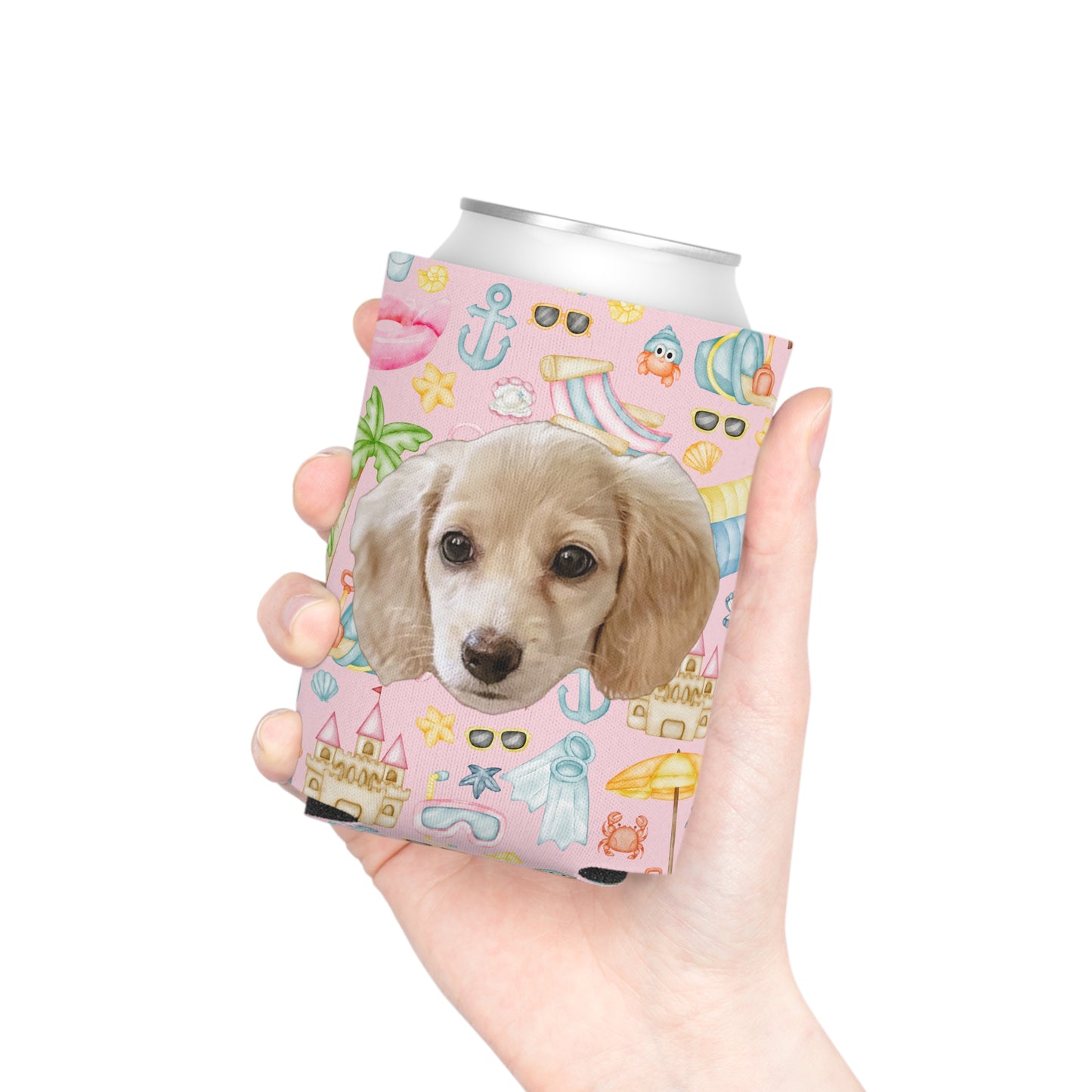 Beach Pawty Custom Can Cooler Coozie