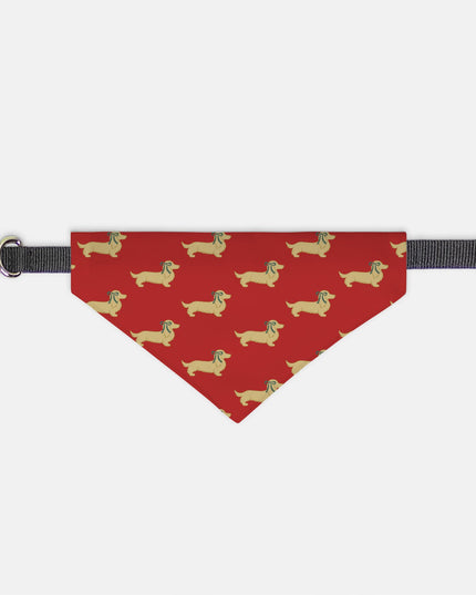 On Collar Dog Bandana  - Dach of Long-Haired Dachshund Holiday Edition