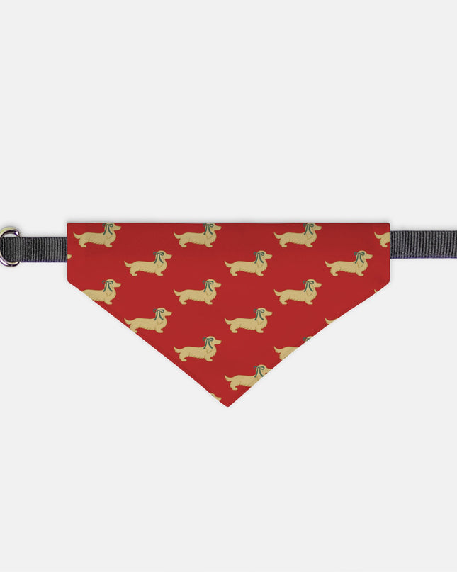 On Collar Dog Bandana  - Dach of Long-Haired Dachshund Holiday Edition