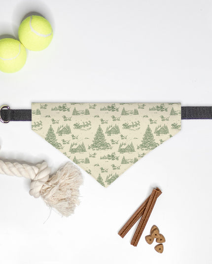 On Collar Dog Bandana  - Christmas Dachshund Toile