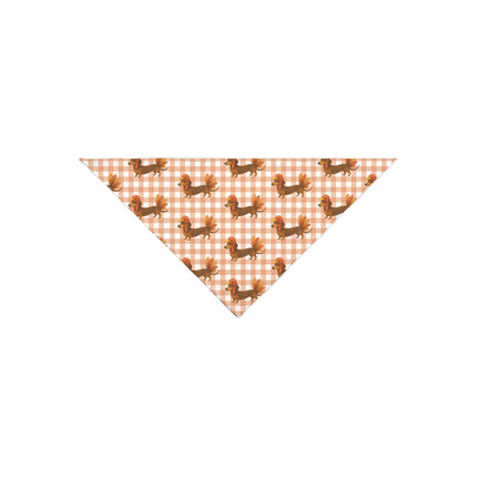 Dog bandana with dachshund pattern on a checkered background