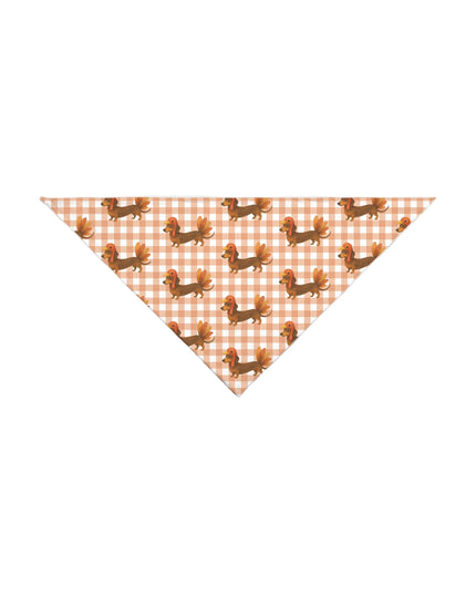 Dog bandana with dachshund pattern on a checkered background