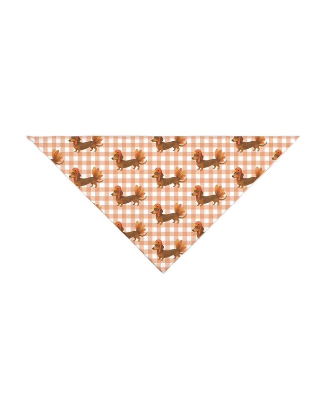 Dog bandana with dachshund pattern on a checkered background
