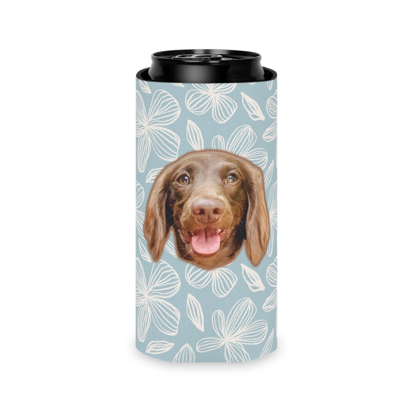 Bloom Blue Custom Can Cooler Coozie