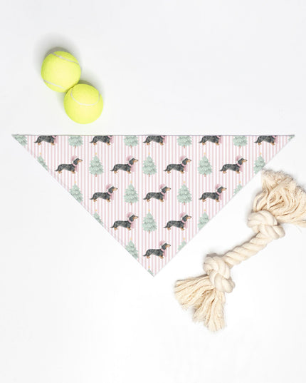 Dog Bandana - Stripes Santa Slay in Pink Dapple