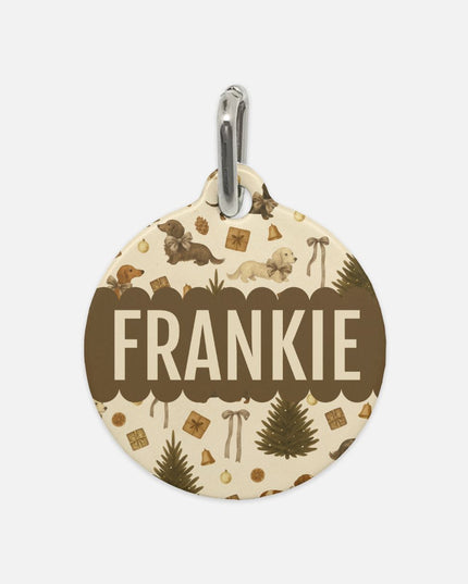 Pet Tag - Rustic Dachshund Coquette Christmas