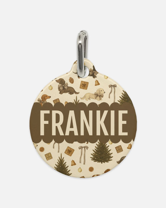 Pet Tag - Rustic Dachshund Coquette Christmas