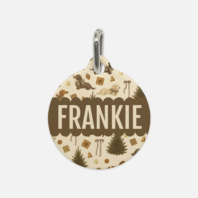 Pet Tag - Rustic Dachshund Coquette Christmas