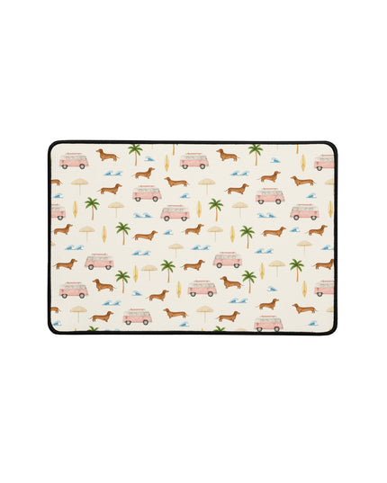 Anti-slip dachshund desk mat with coastal weenie dog print in 12x18 size