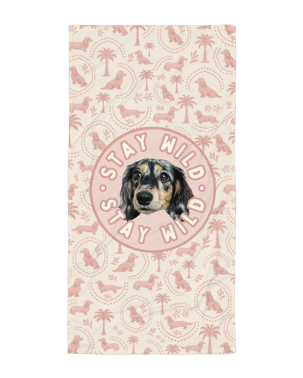 Beach & Bath Towel – Blush Doxie Tropic Toile