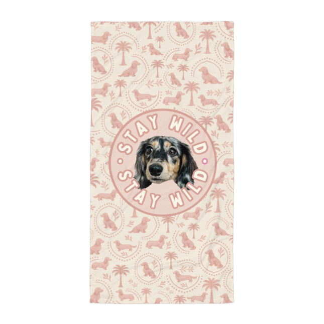 Beach & Bath Towel – Blush Doxie Tropic Toile