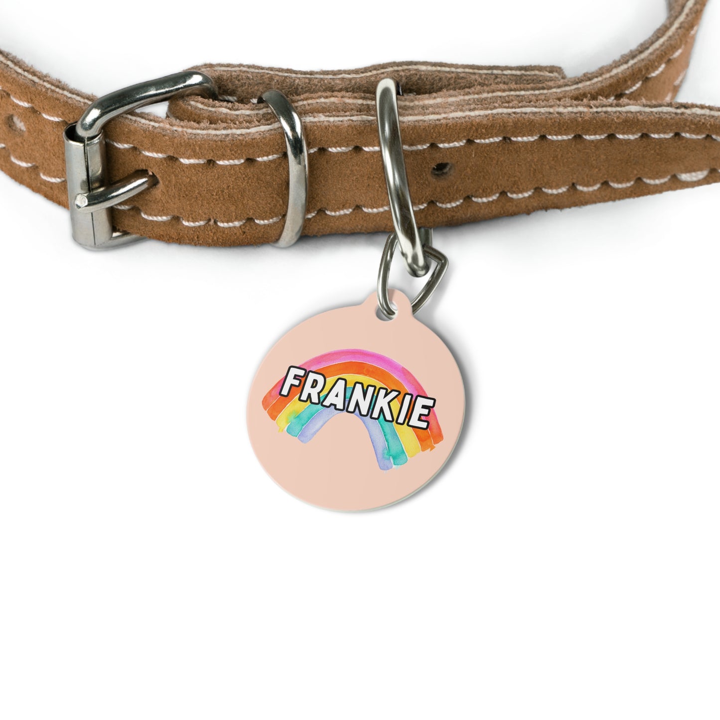 Radiant Rainbow Custom Round Metal Pet Tag