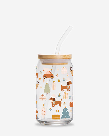 Can Shaped Glass  - Dachshund Holiday Wishes