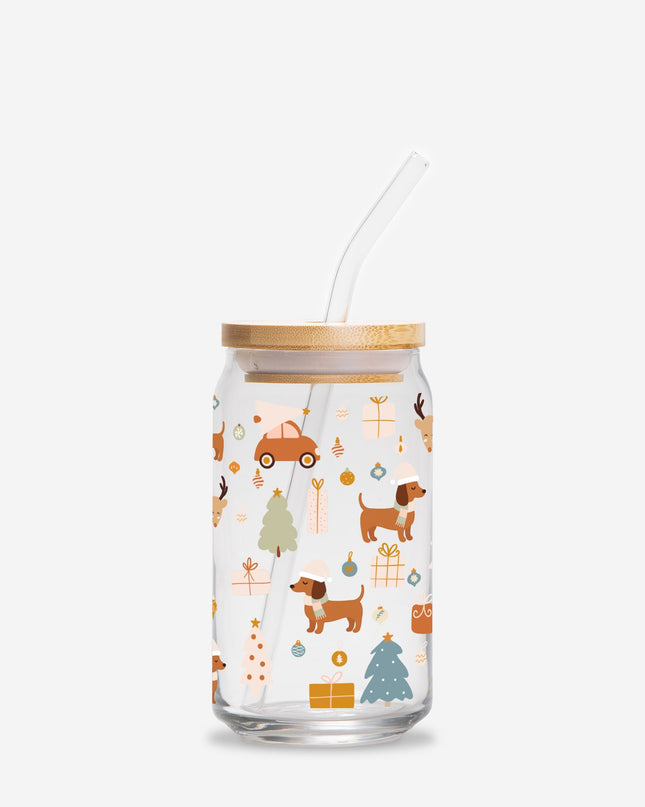 Can Shaped Glass  - Dachshund Holiday Wishes