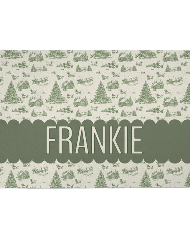Custom Pet Grub Mat - Christmas Doxie Toile