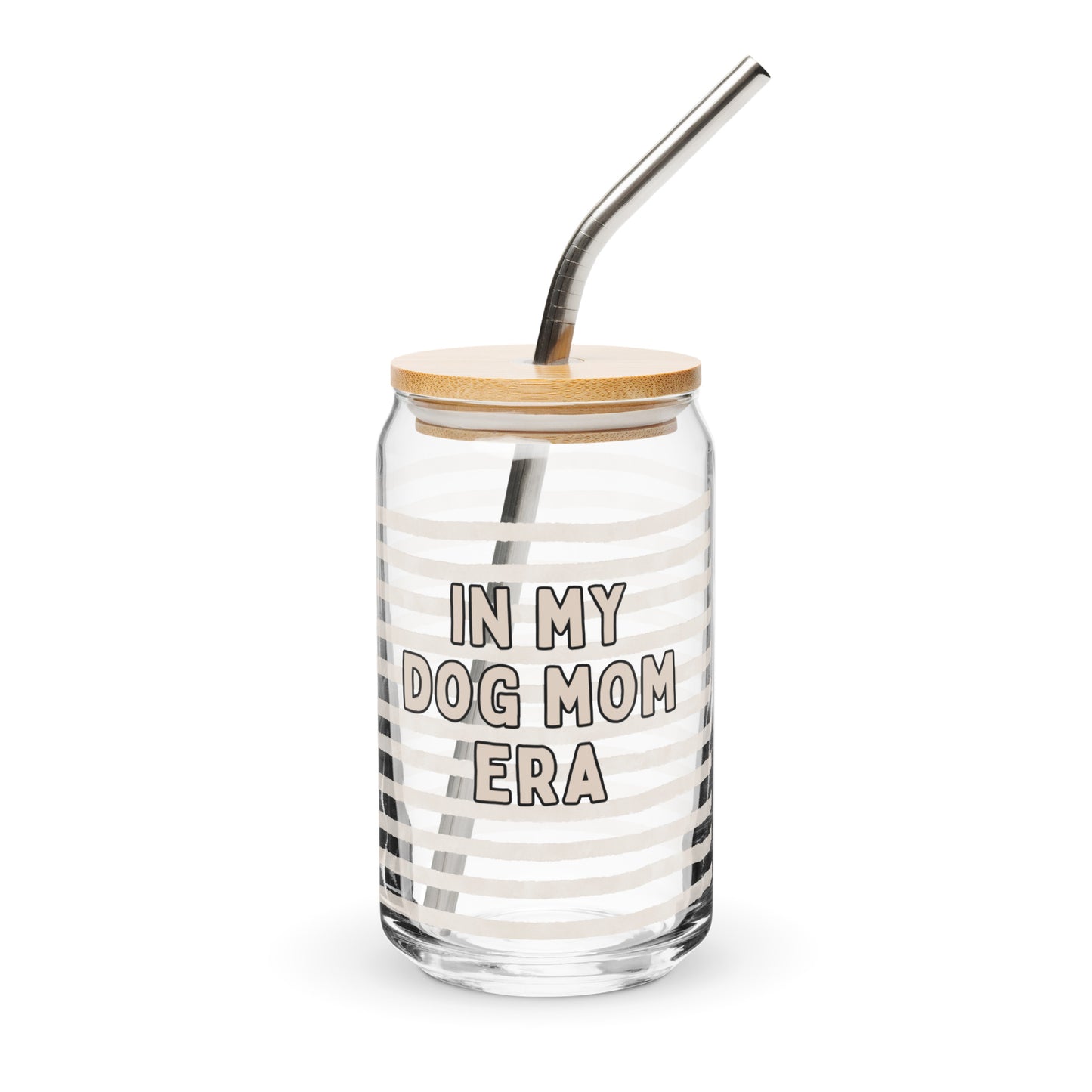 Dog Mom Era Taupe Can-Shaped Glass