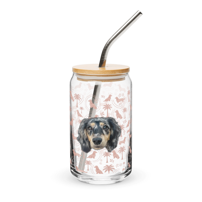 Can-Shaped Glass - Blush Doxie Tropic Toile