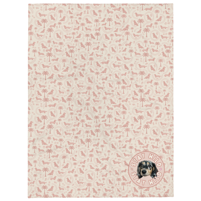Super Soft Throw Blanket - Blush Doxie Tropic Toile  (50x60 / 60x80)