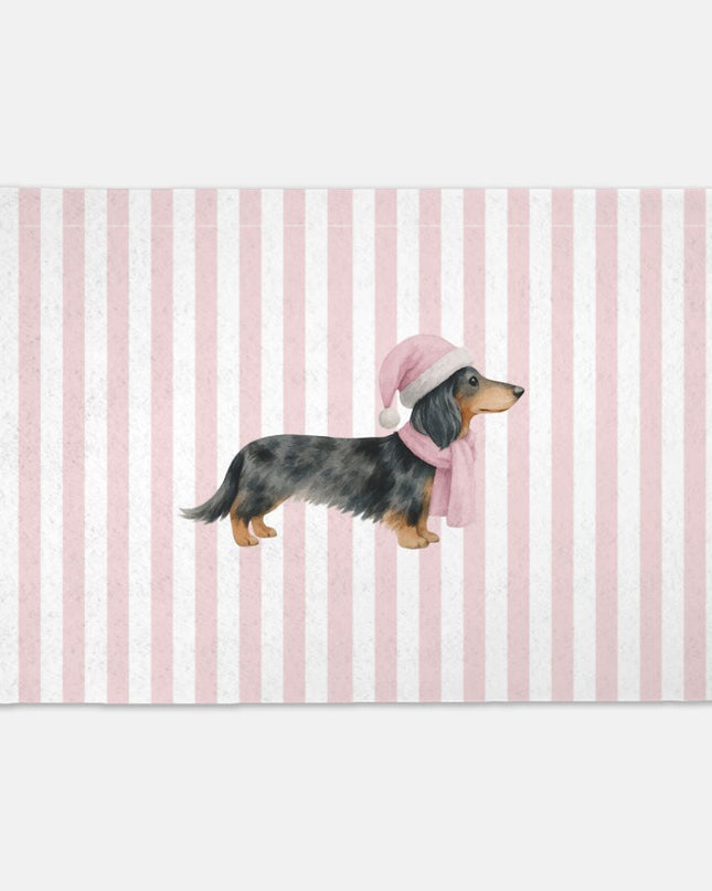 Pet Grub Mat - Sausage Stripes Pink Santa