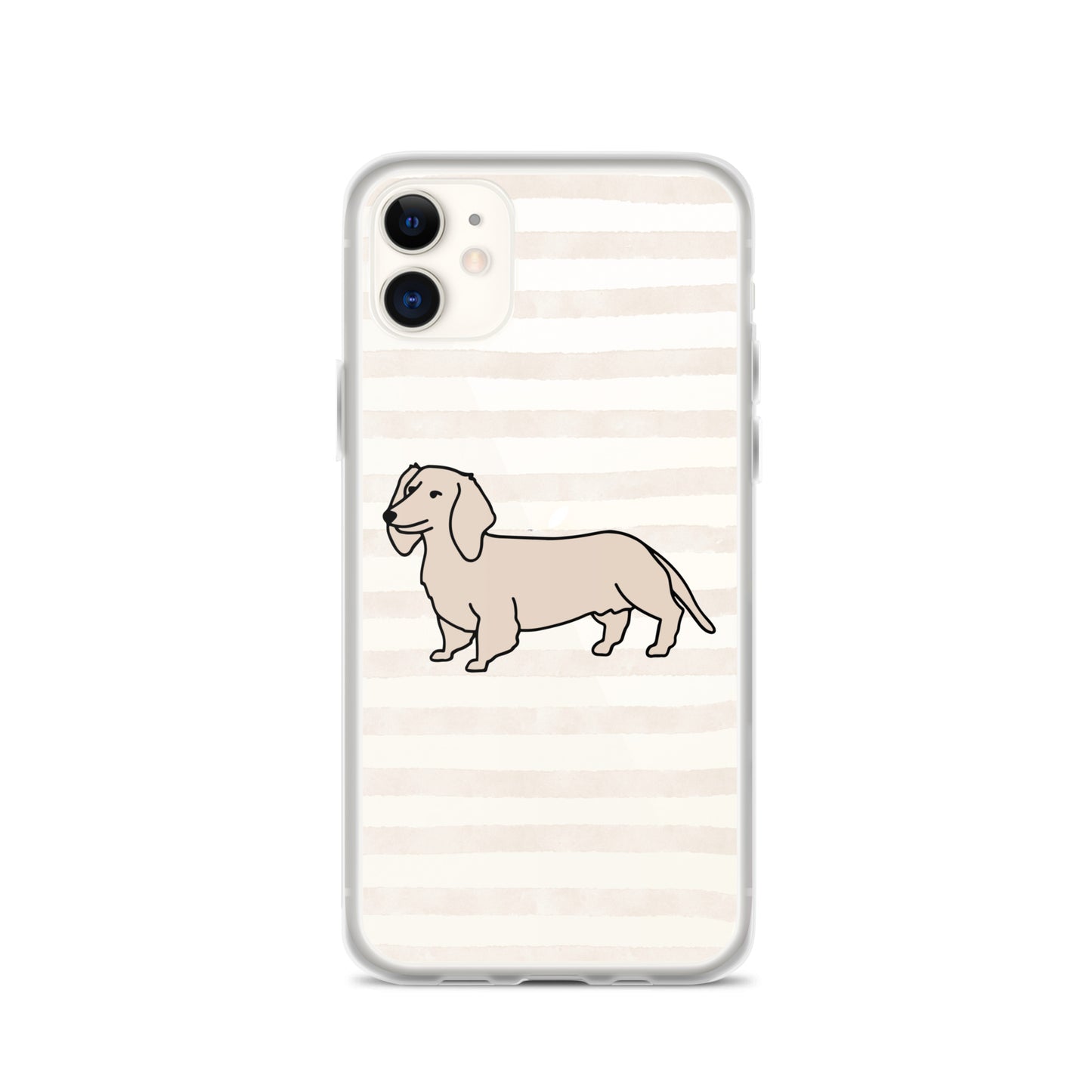 Dachshund Outline Striped Beige Clear Case for iPhone®