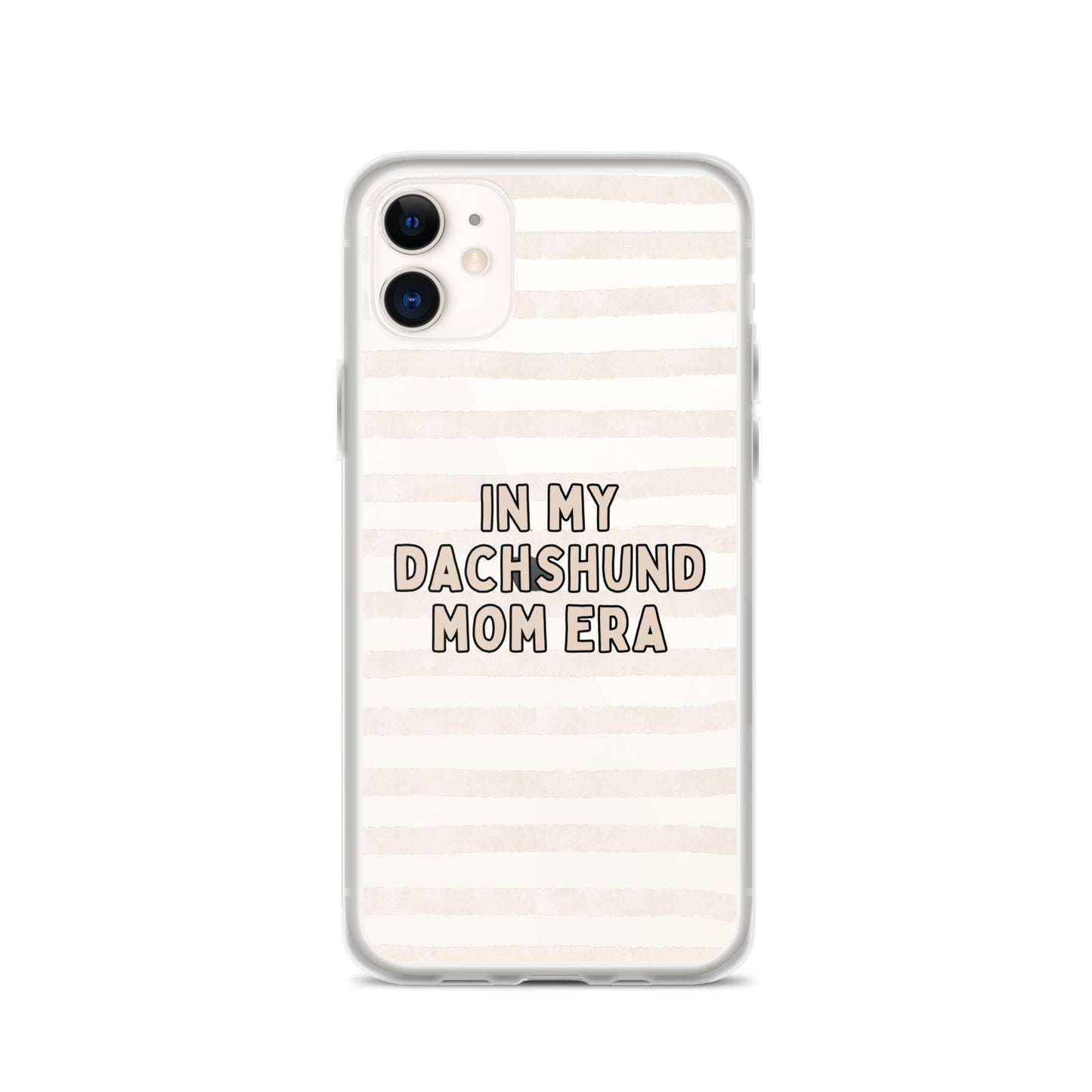 In My Dachshund Mom Striped Beige Clear Case for iPhone®