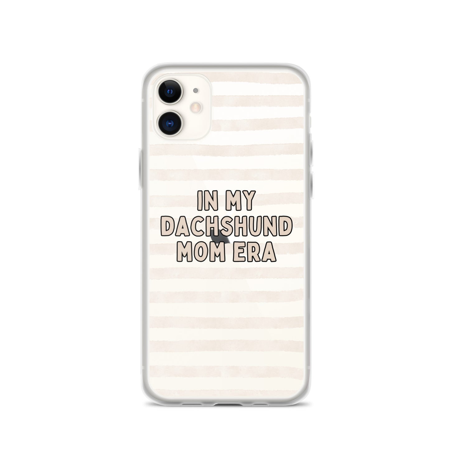 In My Dachshund Mom Striped Beige Clear Case for iPhone®