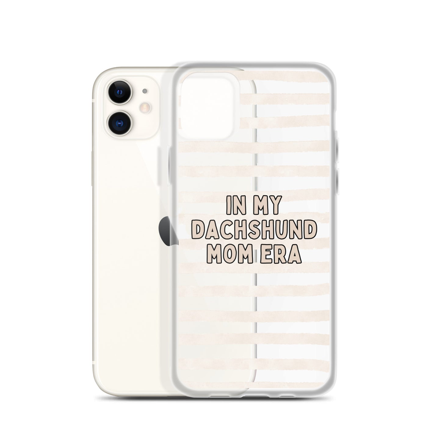 In My Dachshund Mom Striped Beige Clear Case for iPhone®