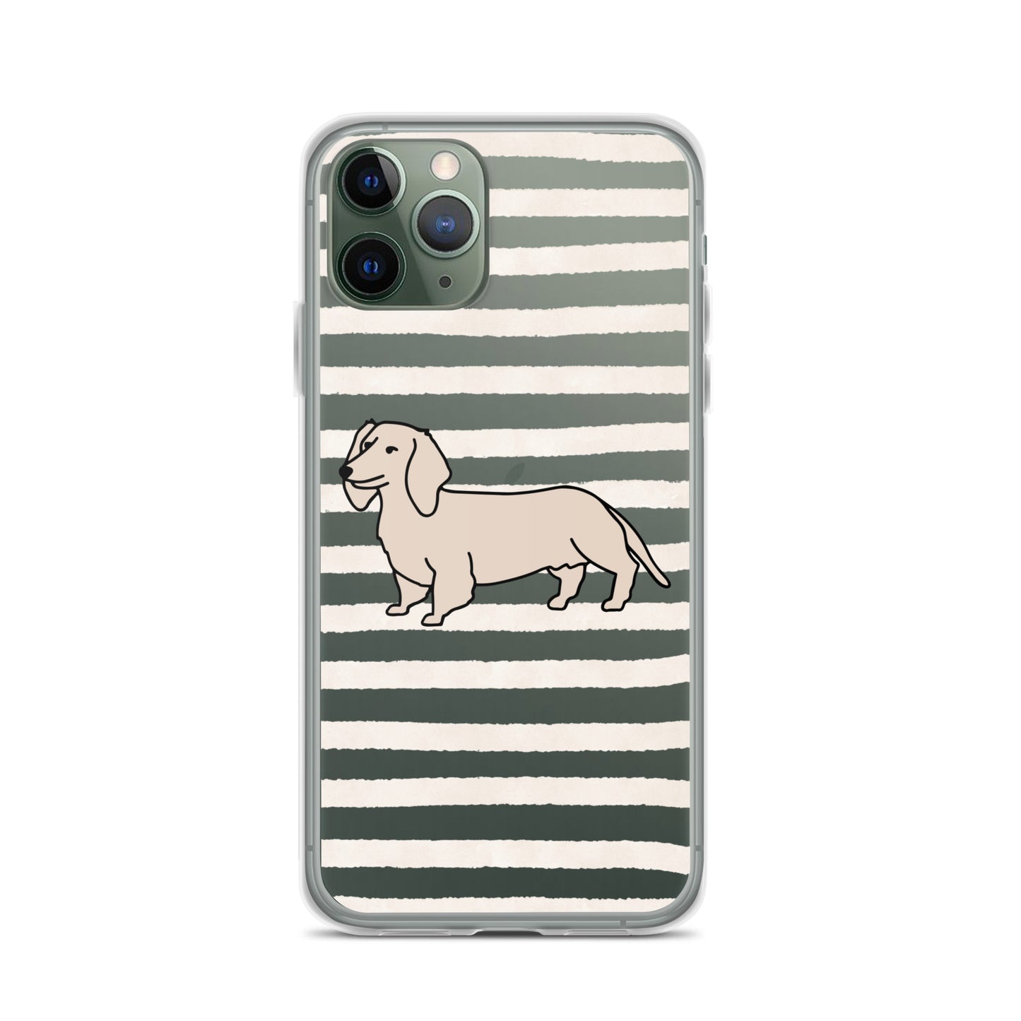 Dachshund Outline Striped Beige Clear Case for iPhone®