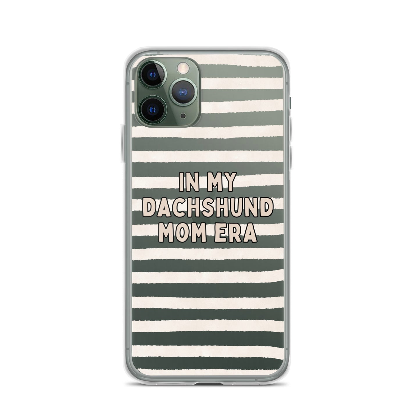 In My Dachshund Mom Striped Beige Clear Case for iPhone®