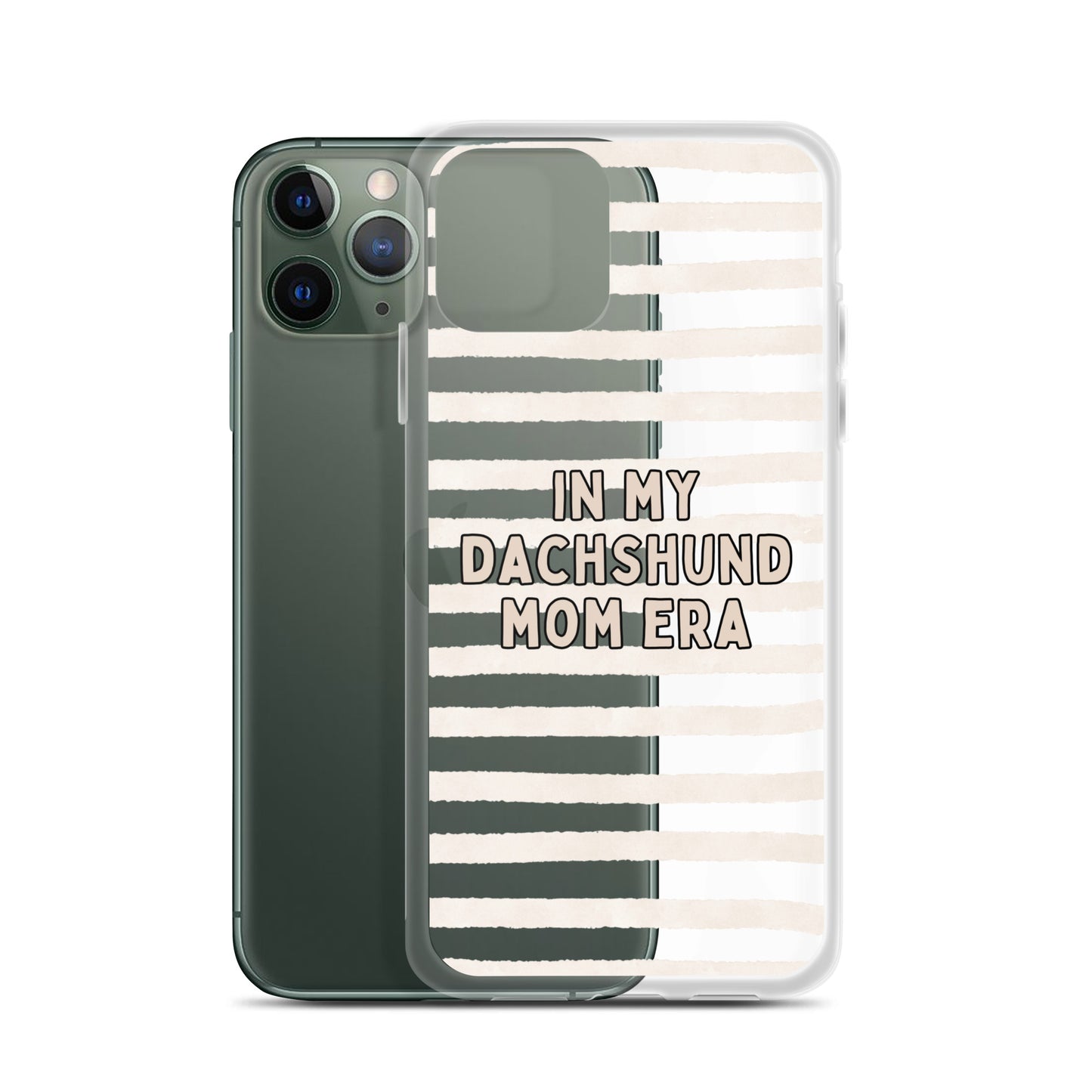 In My Dachshund Mom Striped Beige Clear Case for iPhone®