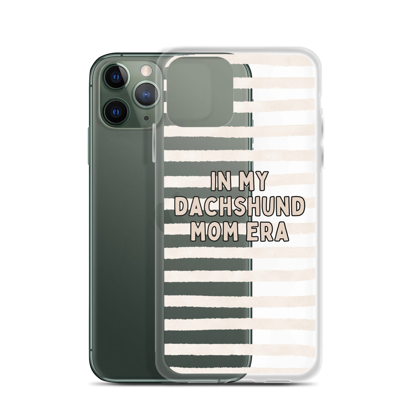 In My Dachshund Mom Striped Beige Clear Case for iPhone®