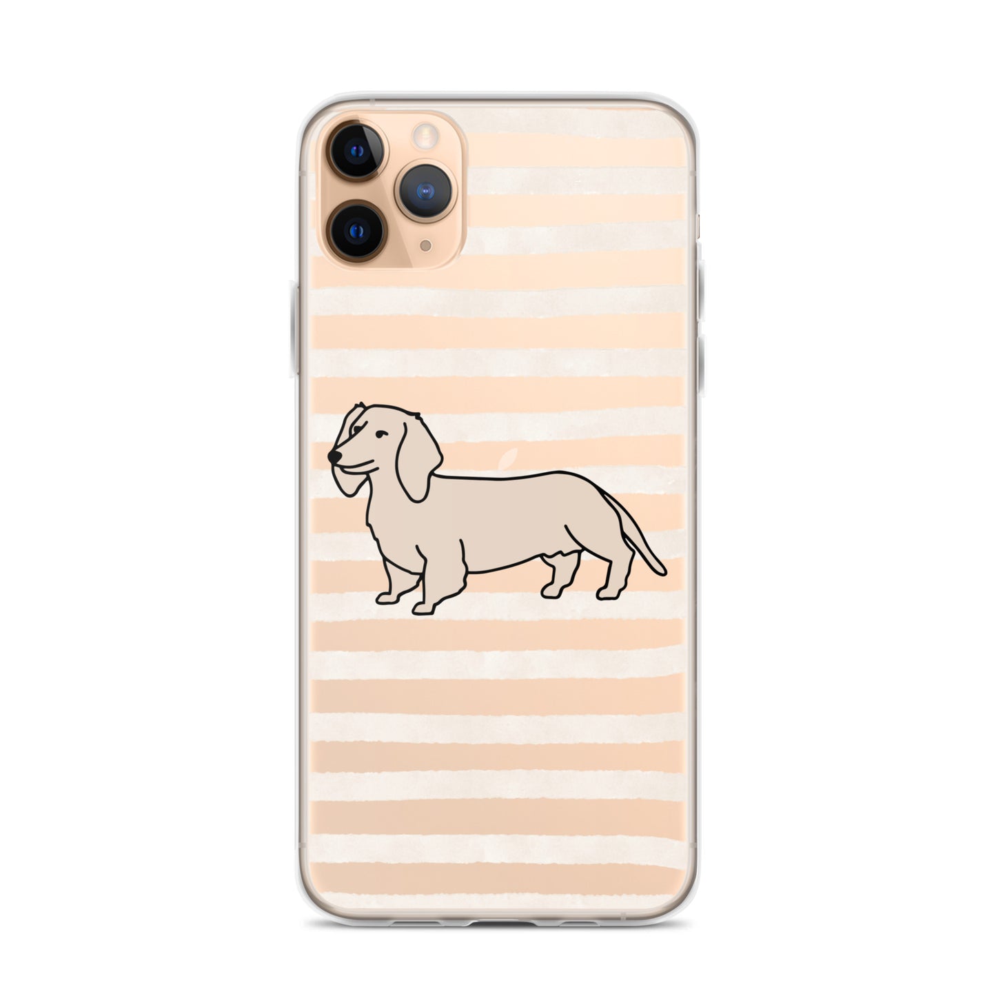 Dachshund Outline Striped Beige Clear Case for iPhone®