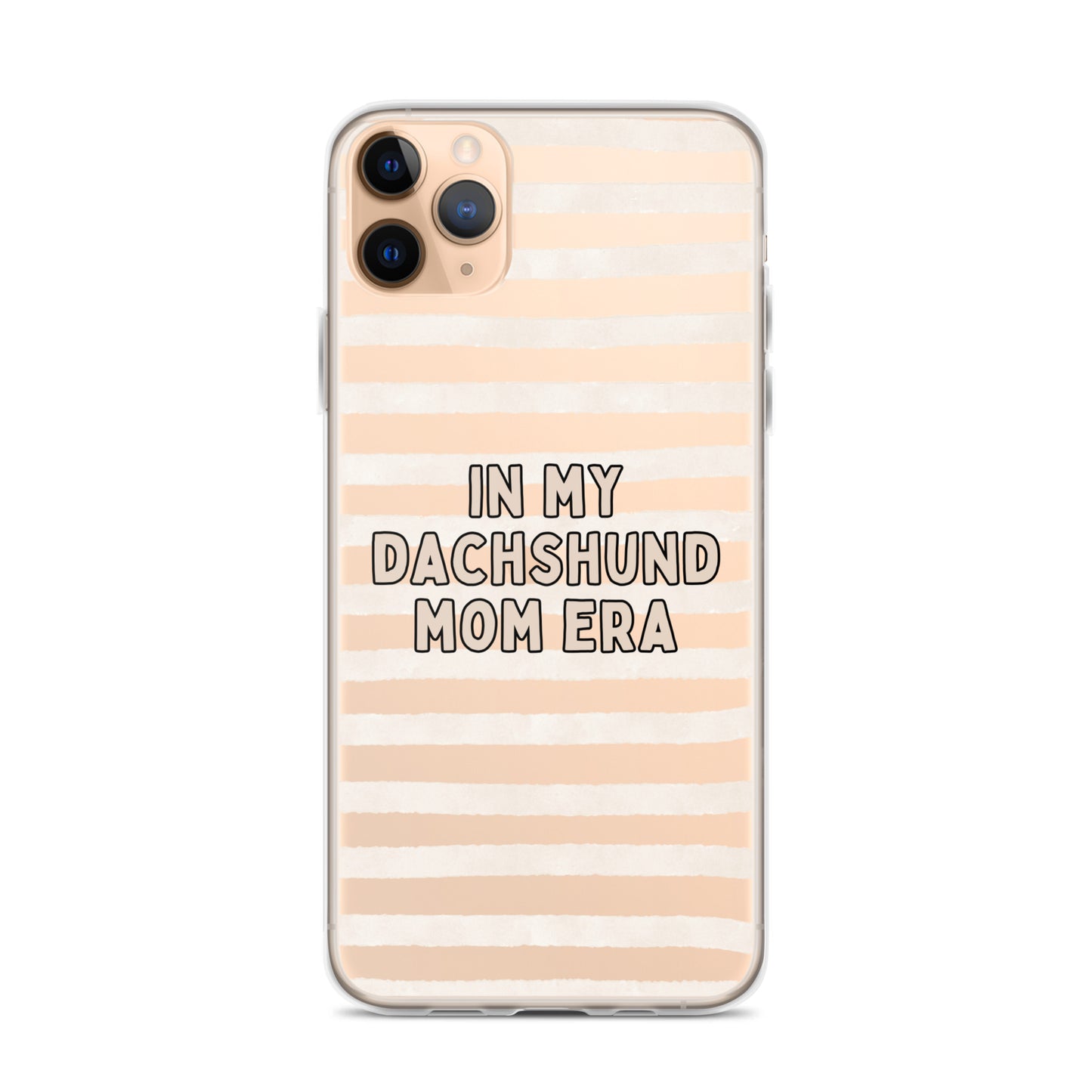 In My Dachshund Mom Striped Beige Clear Case for iPhone®