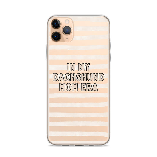 In My Dachshund Mom Striped Beige Clear Case for iPhone®