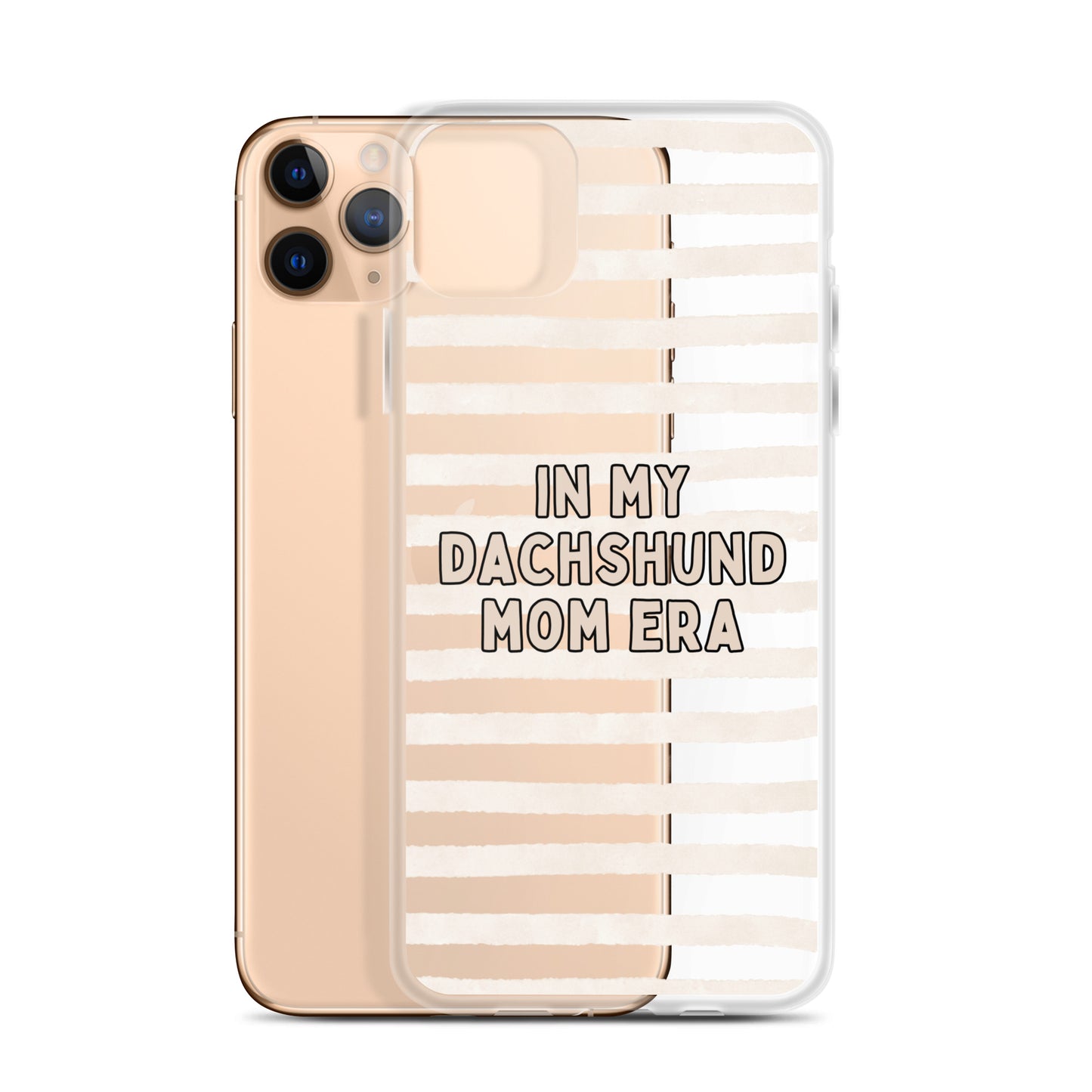 In My Dachshund Mom Striped Beige Clear Case for iPhone®