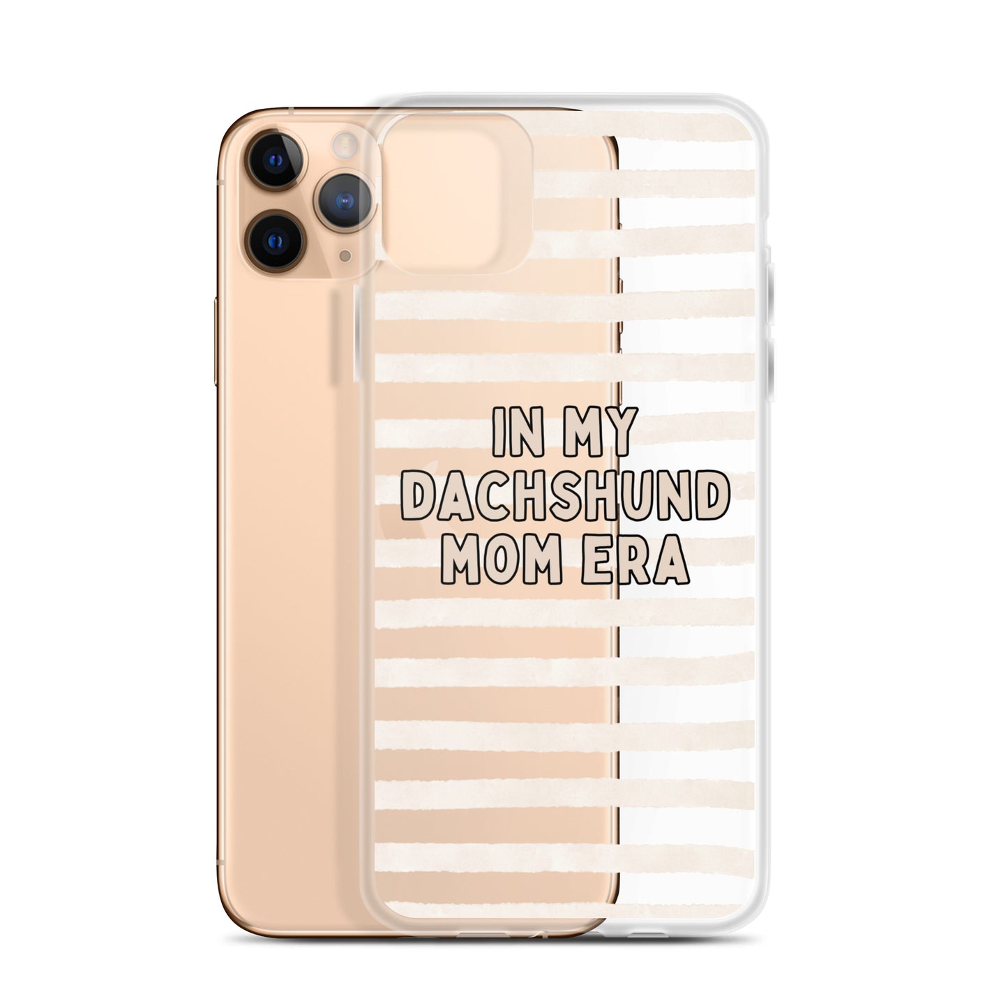 In My Dachshund Mom Striped Beige Clear Case for iPhone®