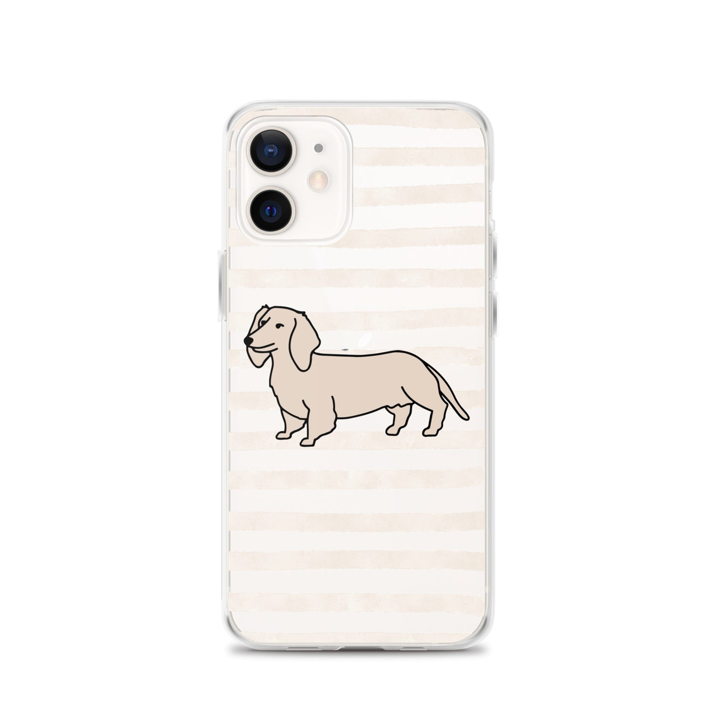 Dachshund Outline Striped Beige Clear Case for iPhone®