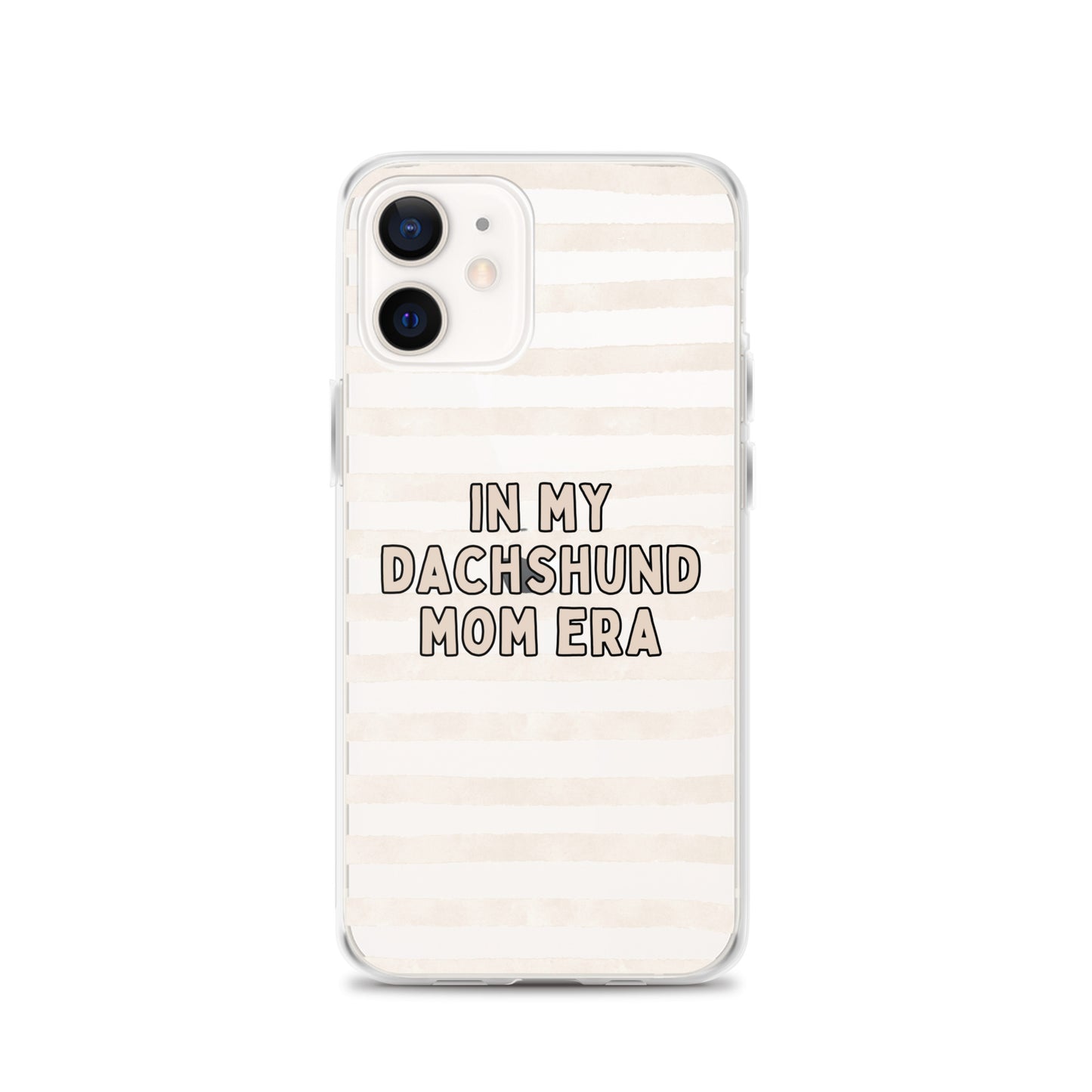 In My Dachshund Mom Striped Beige Clear Case for iPhone®