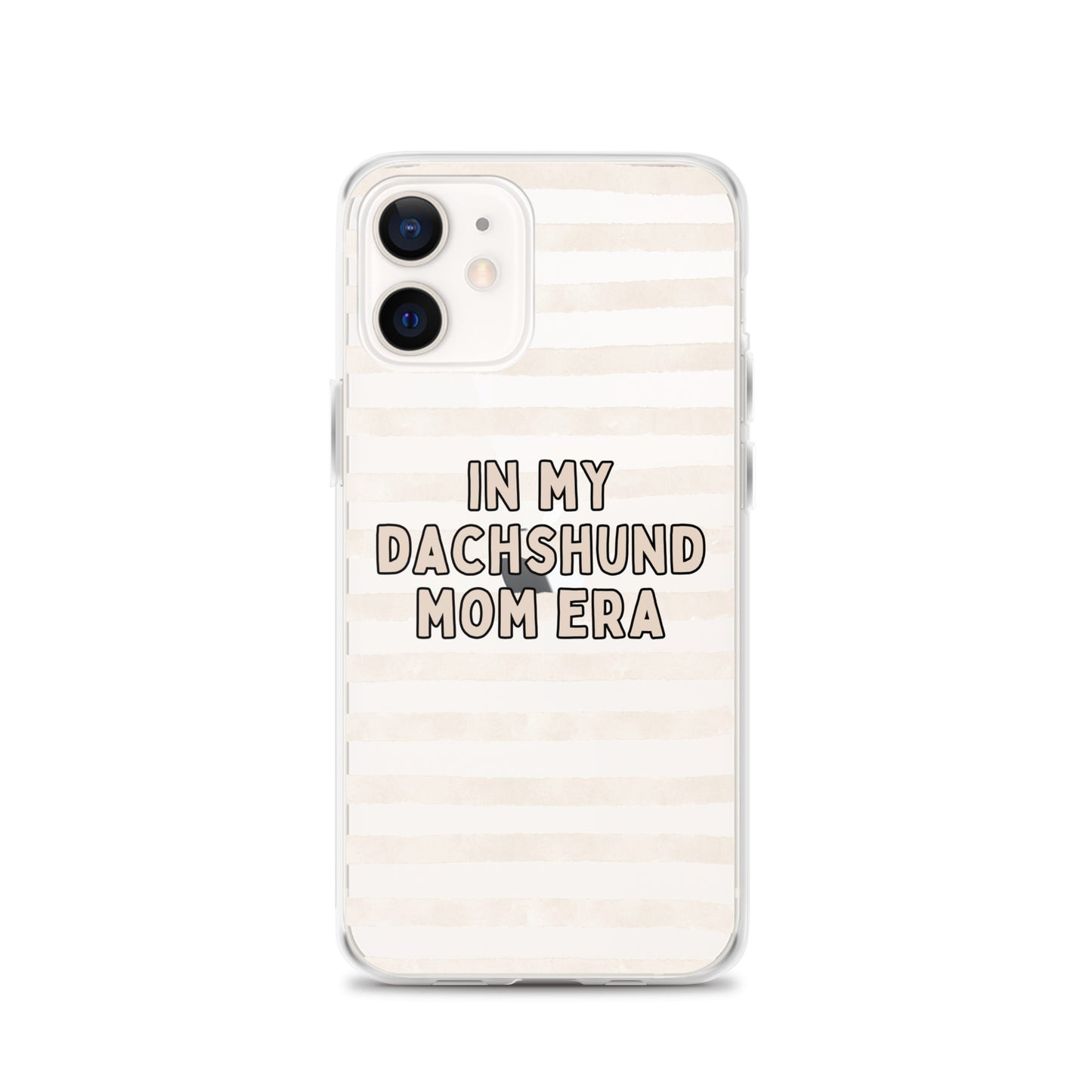 In My Dachshund Mom Striped Beige Clear Case for iPhone®