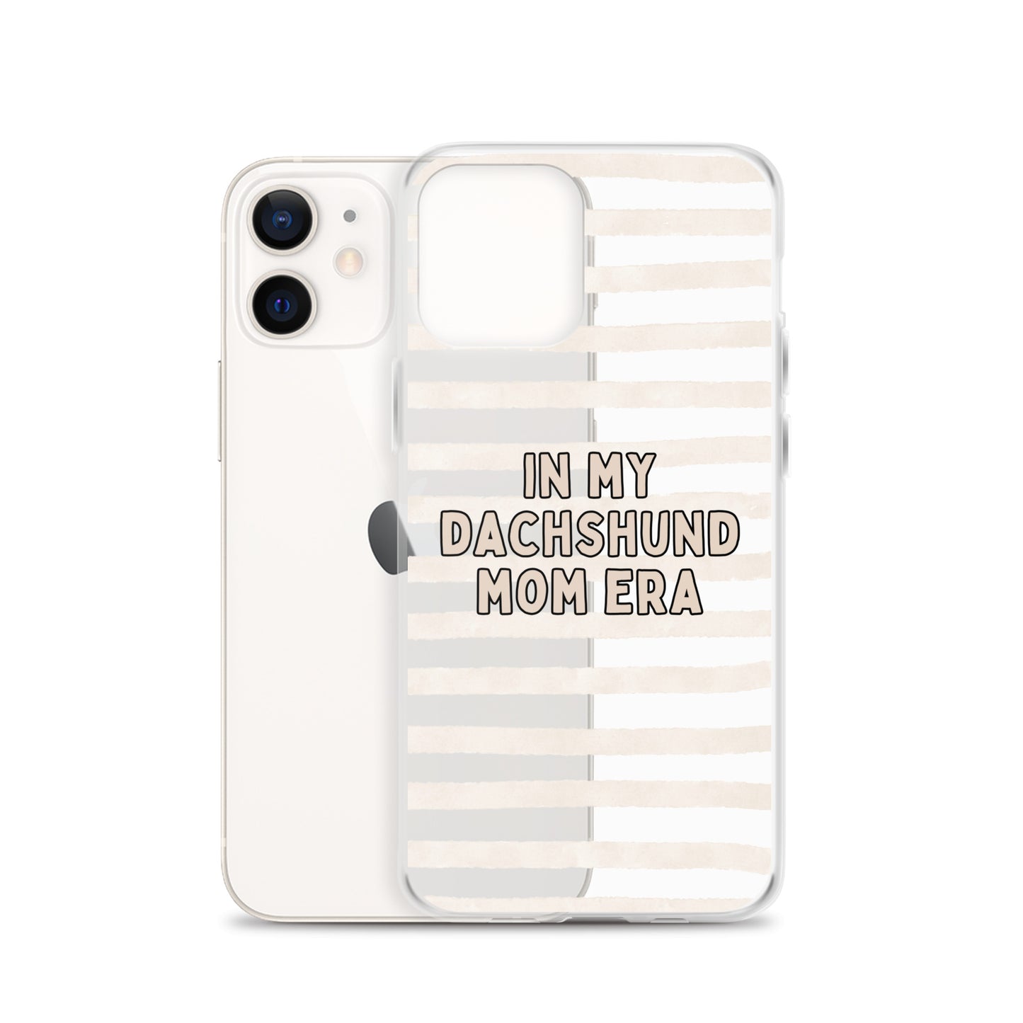 In My Dachshund Mom Striped Beige Clear Case for iPhone®