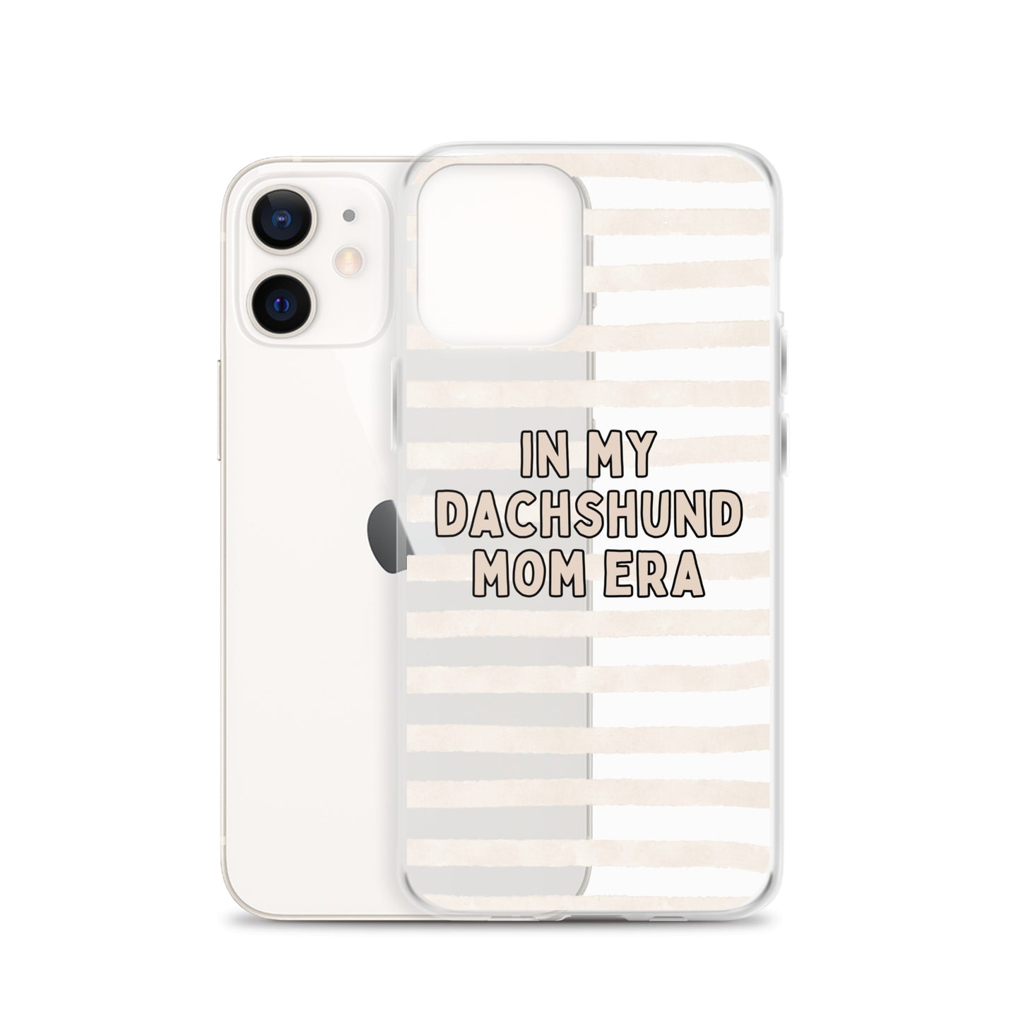 In My Dachshund Mom Striped Beige Clear Case for iPhone®