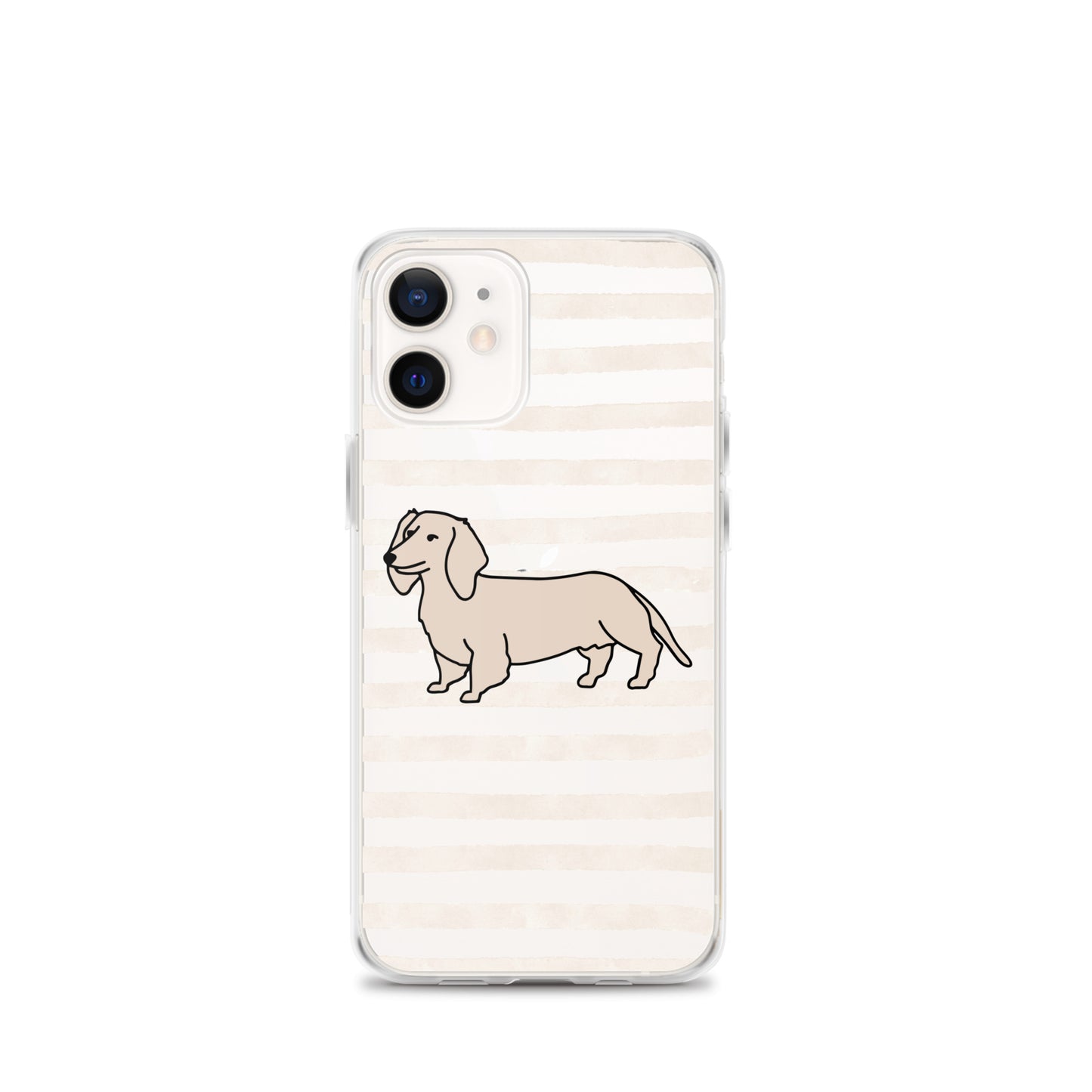 Dachshund Outline Striped Beige Clear Case for iPhone®