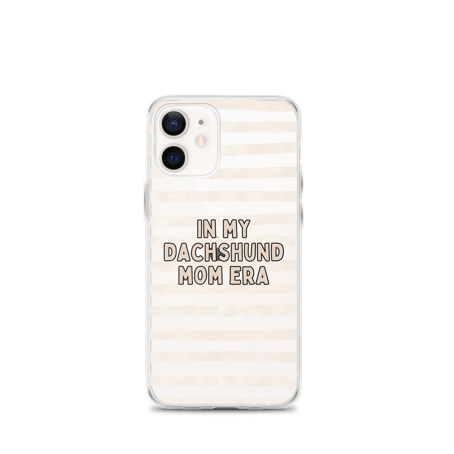 In My Dachshund Mom Striped Beige Clear Case for iPhone®