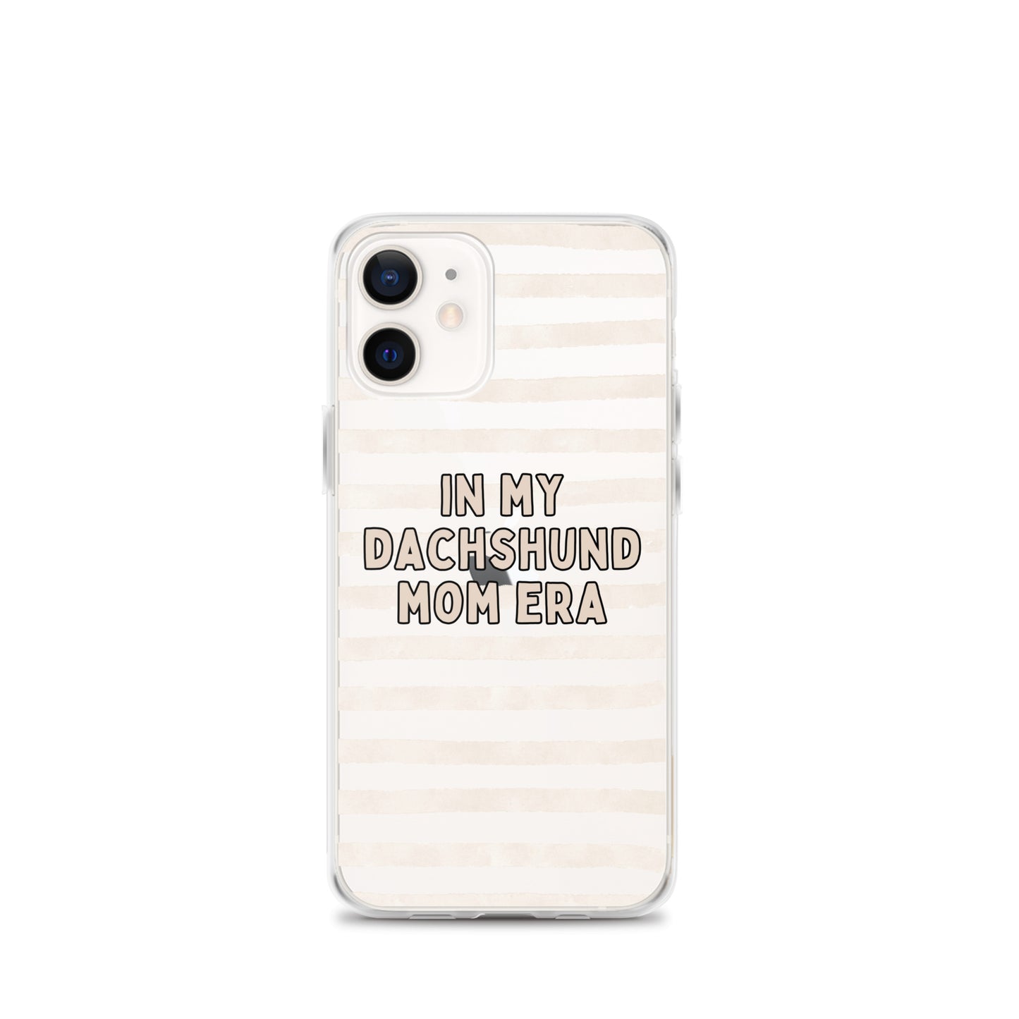 In My Dachshund Mom Striped Beige Clear Case for iPhone®