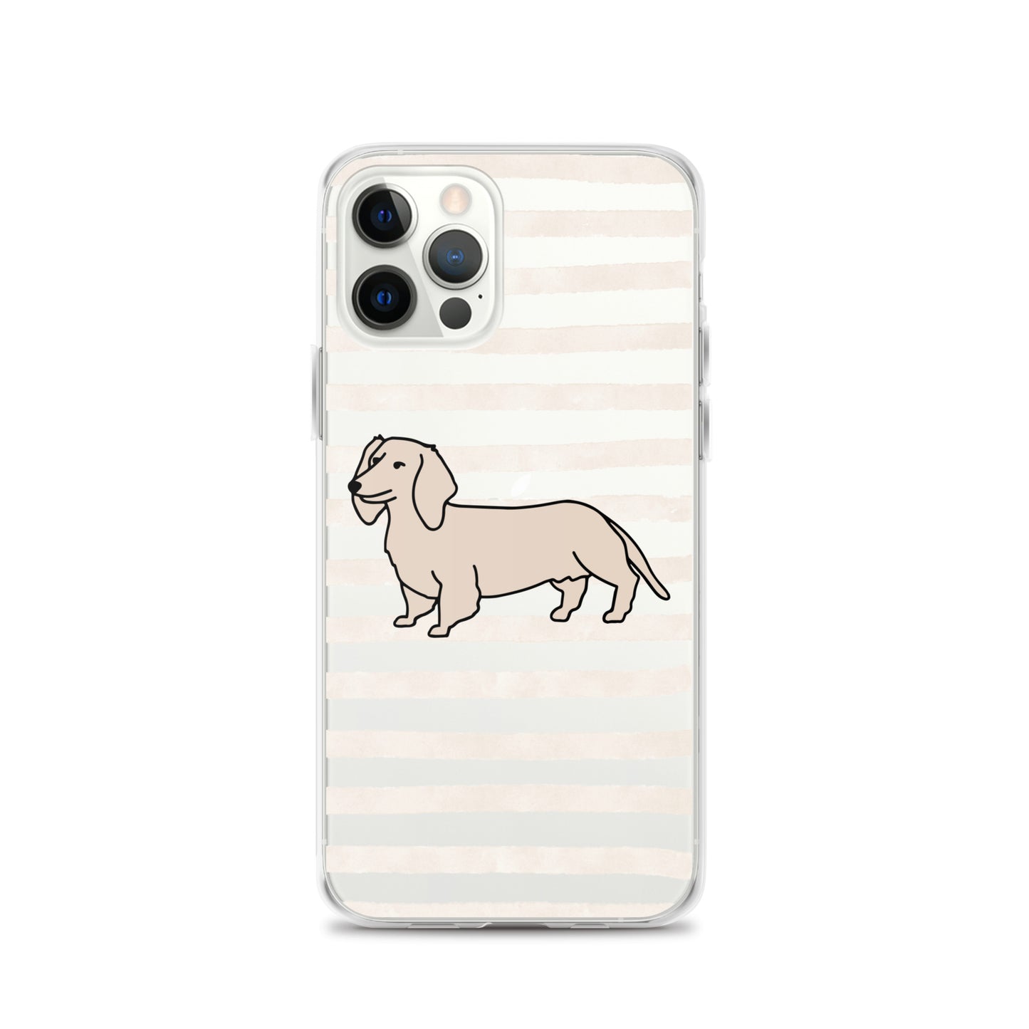 Dachshund Outline Striped Beige Clear Case for iPhone®